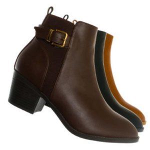 Top Moda Half Chelsea Ankle Bootie - Womens Belted Strap Boot